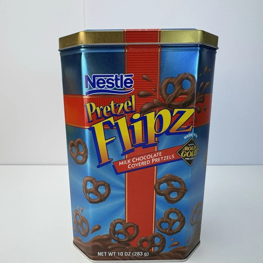 1990s Nestle Chocolate Frito-Lay‎ Rold Gold Pretzel Flipz Tin Canister
